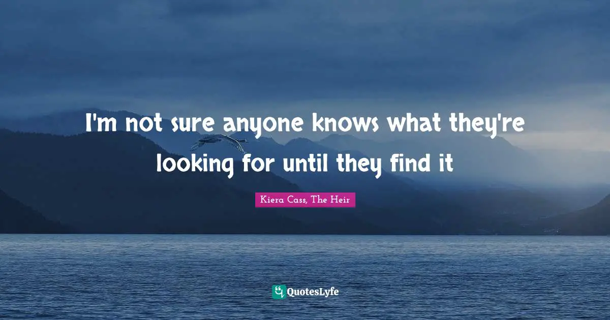 I'm not sure anyone knows what they're looking for until they find it