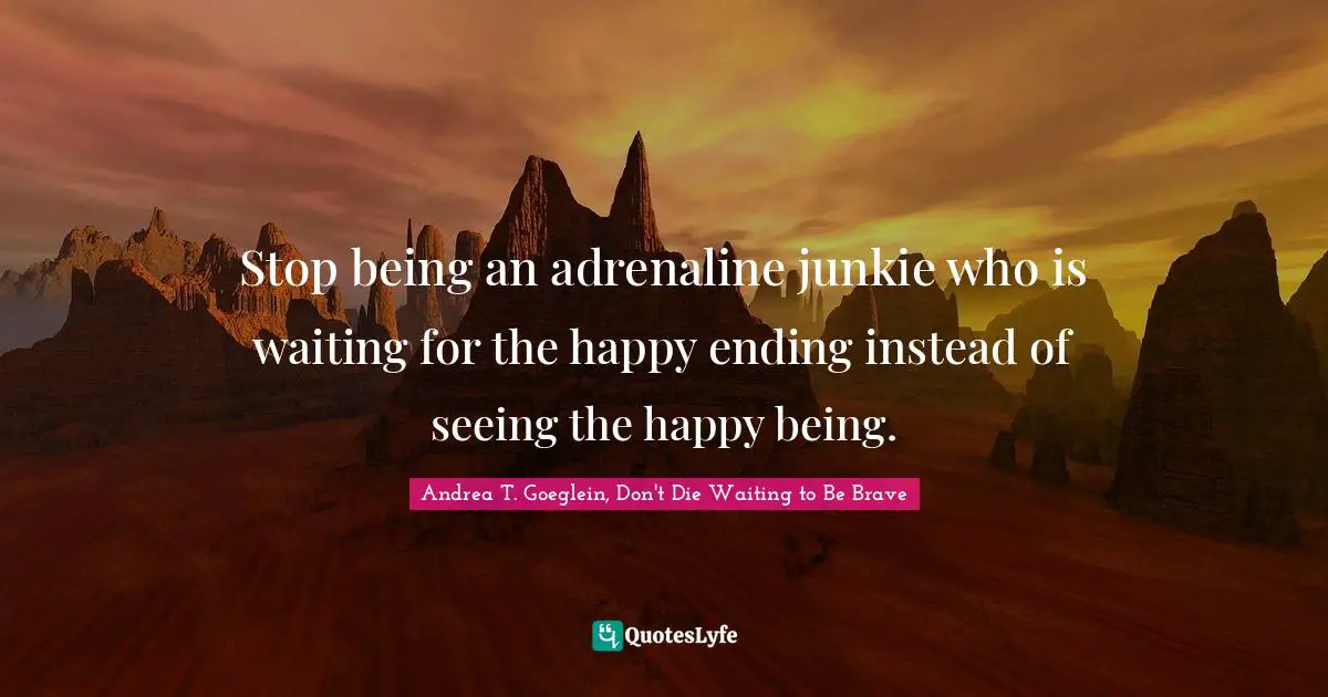 Stop being an adrenaline junkie who is waiting for the happy ending instead of seeing the happy being.