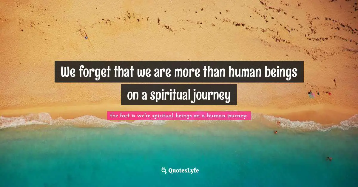 Expanded Quotes: "We forget that we are more than human beings on a spiritual journey"
