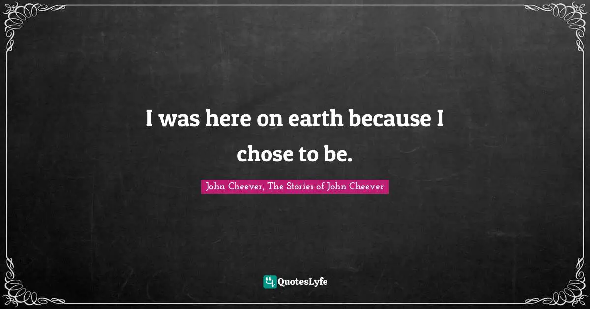 I was here on earth because I chose to be.