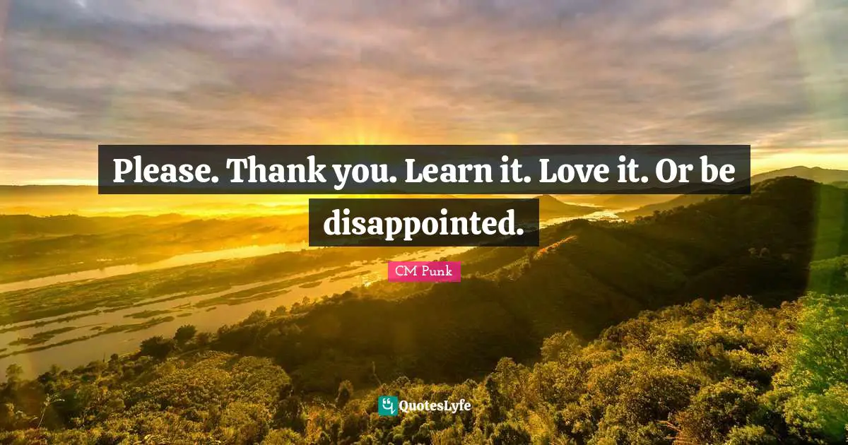 CM Punk Quotes: "Please. Thank you. Learn it. Love it. Or be disappointed."