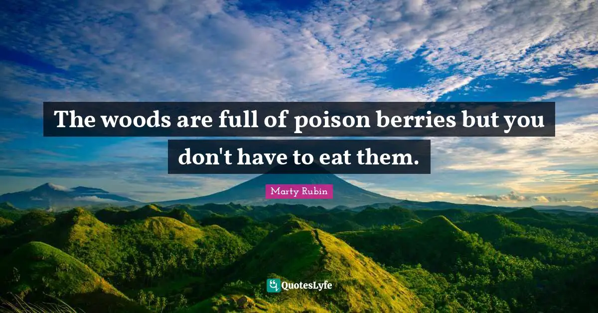 The woods are full of poison berries but you don't have to eat them.