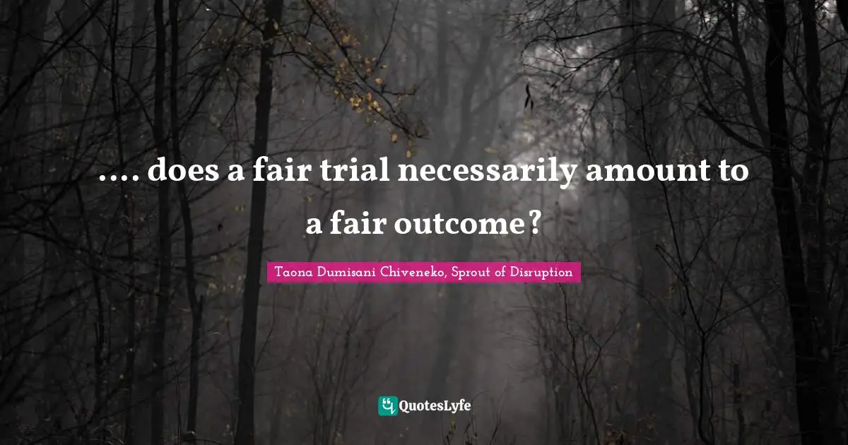 .... does a fair trial necessarily amount to a fair outcome?