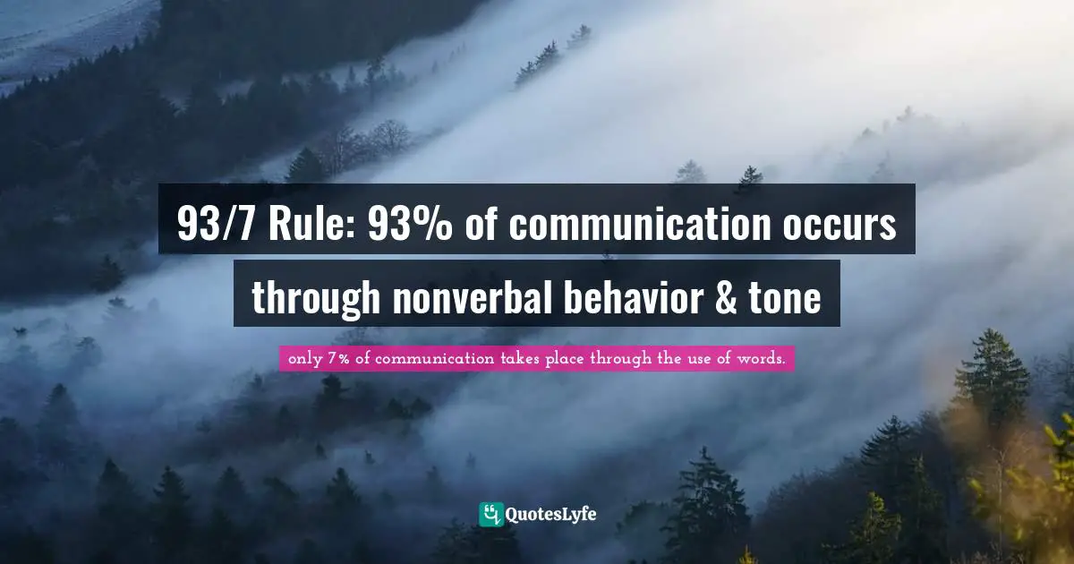 93/7 Rule: 93% of communication occurs through nonverbal behavior & tone