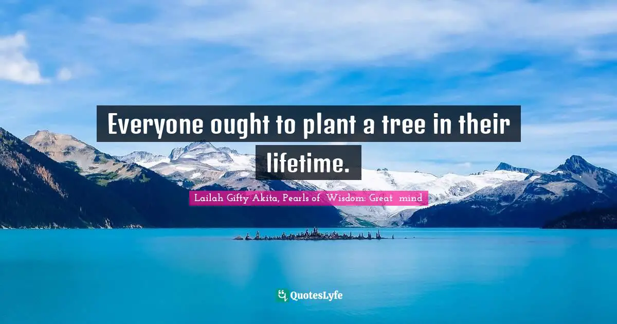 Everyone ought to plant a tree in their lifetime.