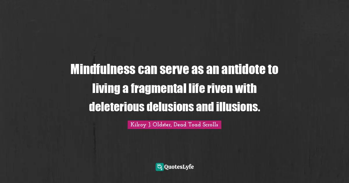 Mindfulness can serve as an antidote to living a fragmental life riven with deleterious delusions and illusions.