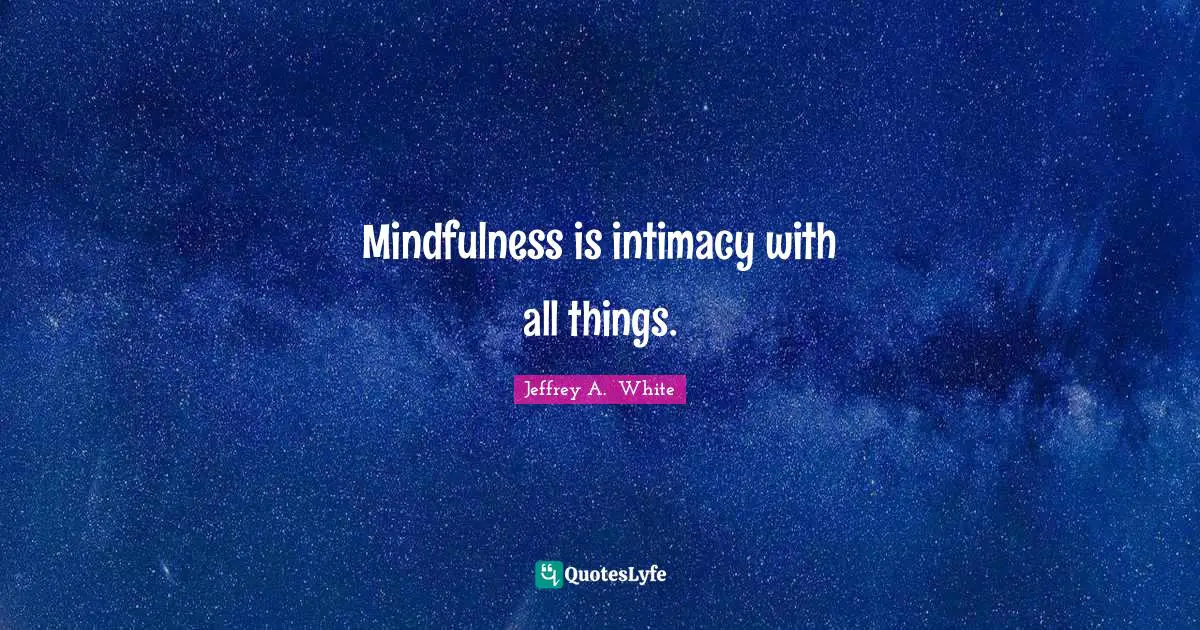 Mindfulness is intimacy with all things.