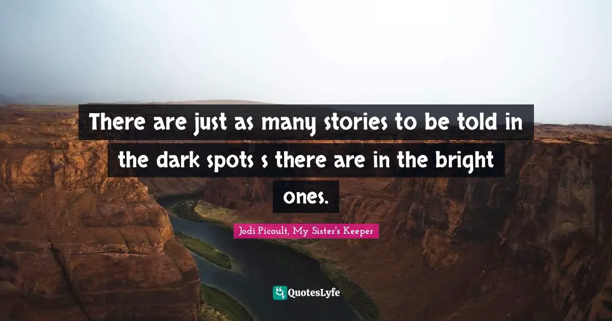 Jodi Picoult, My Sister's Keeper Quotes: "There are just as many stories to be told in the dark spots s there are in the bright ones."
