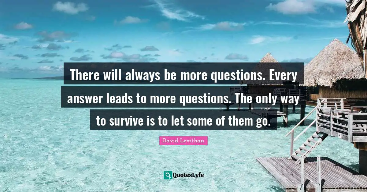There will always be more questions. Every answer leads to more questions. The only way to survive is to let some of them go.