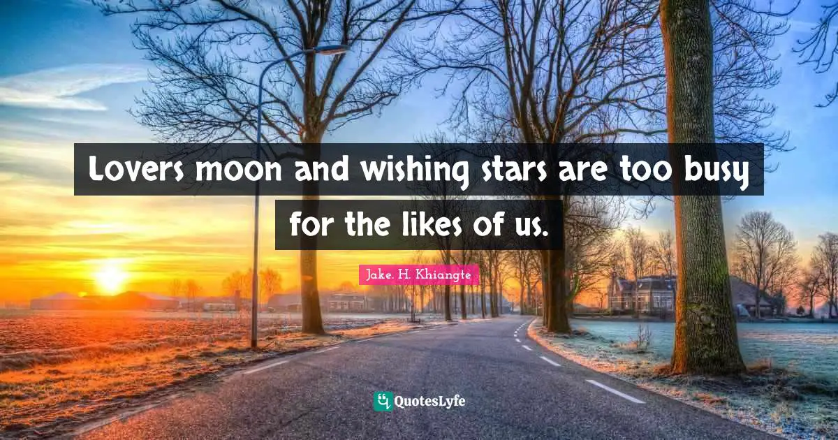 Lovers moon and wishing stars are too busy for the likes of us.