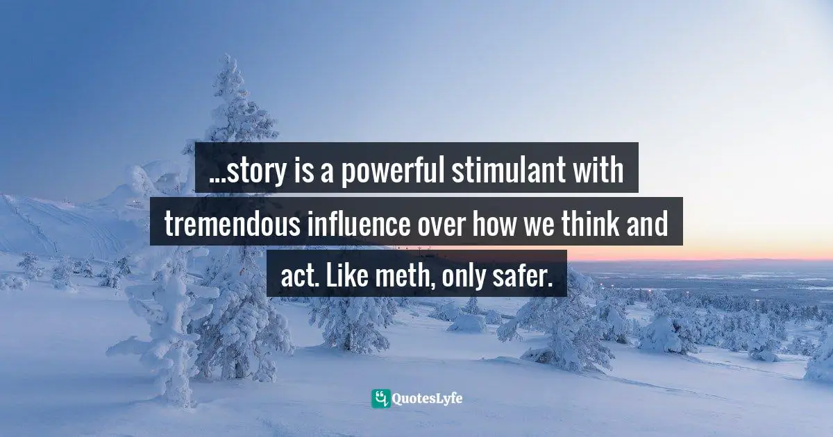 ...story is a powerful stimulant with tremendous influence over how we think and act. Like meth, only safer.