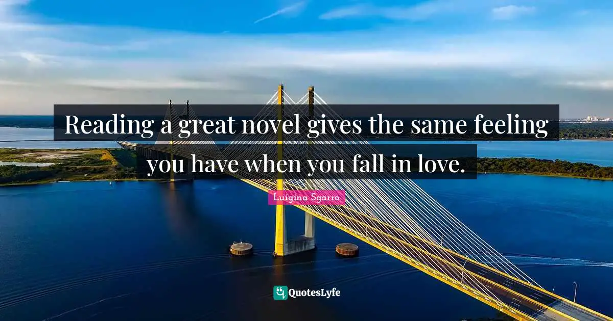 Reading a great novel gives the same feeling you have when you fall in love.