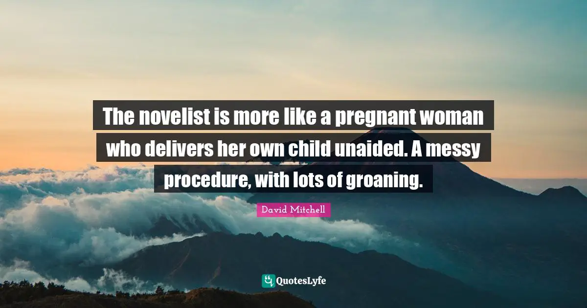 The novelist is more like a pregnant woman who delivers her own child unaided. A messy procedure, with lots of groaning.