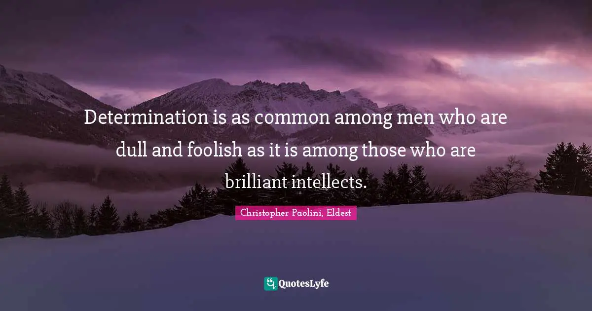 Determination is as common among men who are dull and foolish as it is among those who are brilliant intellects.