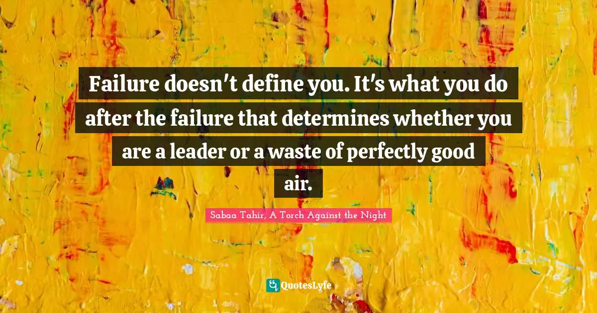 Failure doesn't define you. It's what you do after the failure that determines whether you are a leader or a waste of perfectly good air.