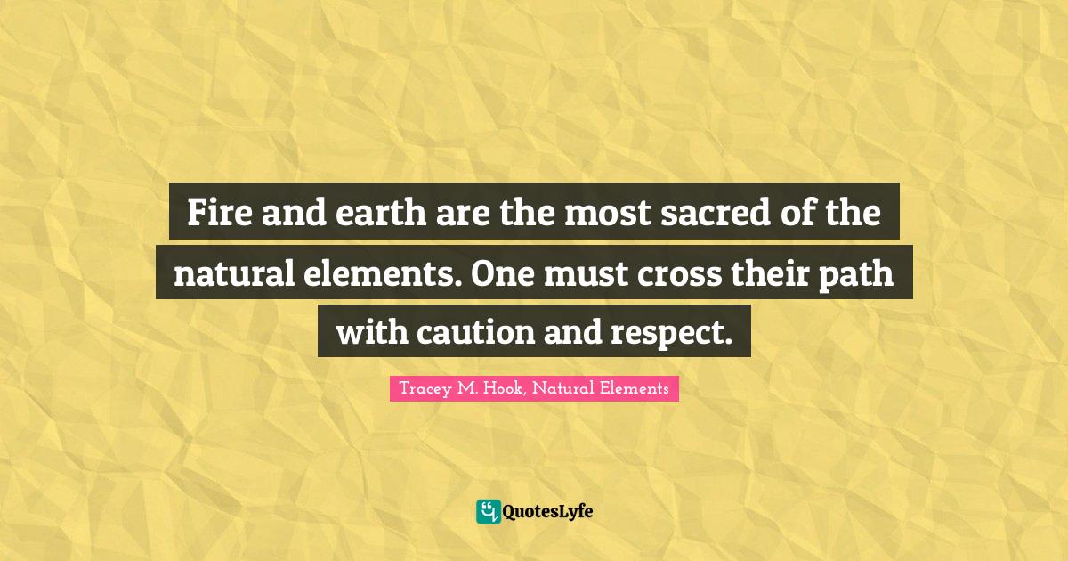 Fire and earth are the most sacred of the natural elements. One must c
