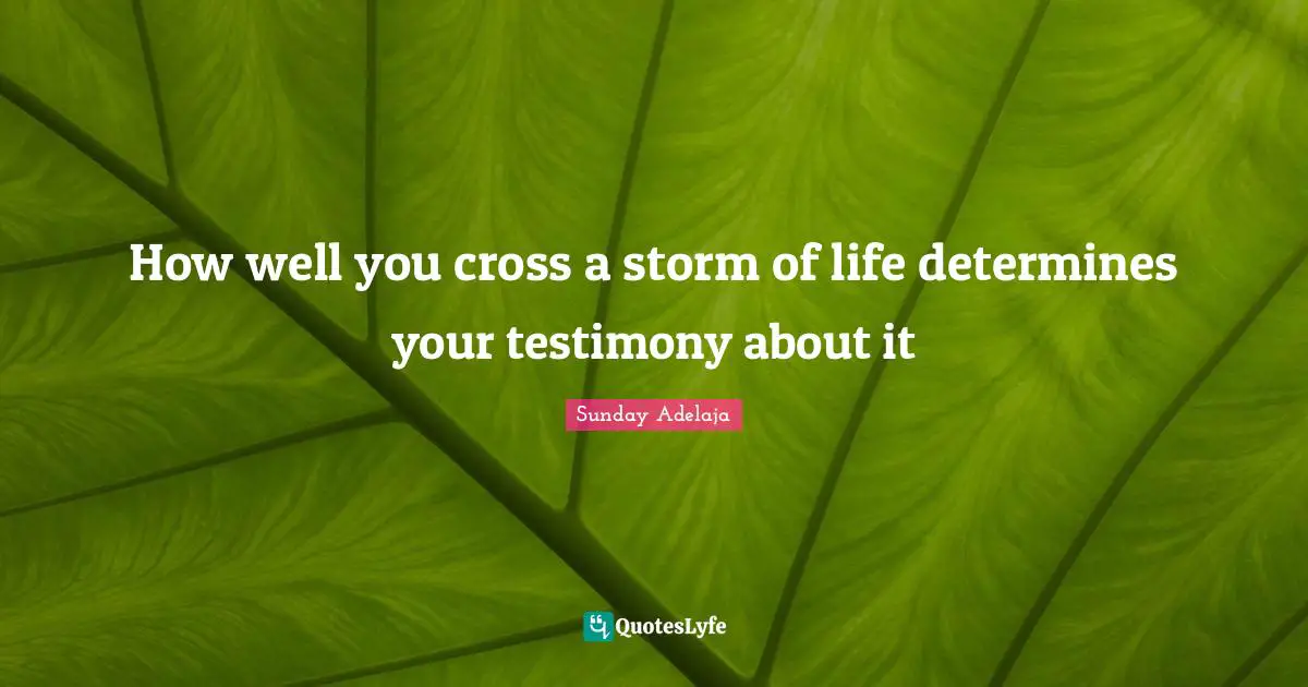 How well you cross a storm of life determines your testimony about it