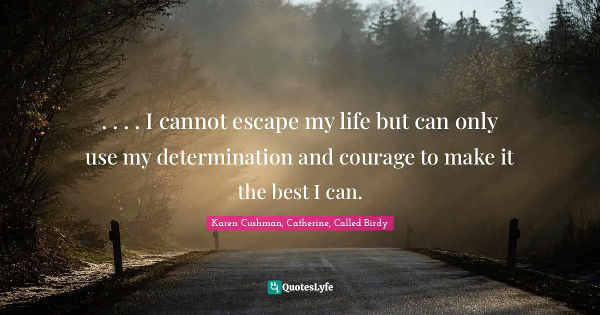 . . . . I cannot escape my life but can only use my determination and courage to make it the best I can.