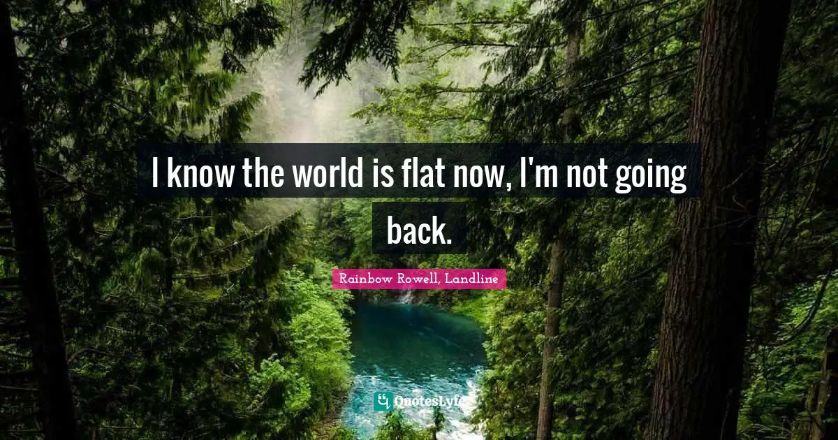 I know the world is flat now, I'm not going back.