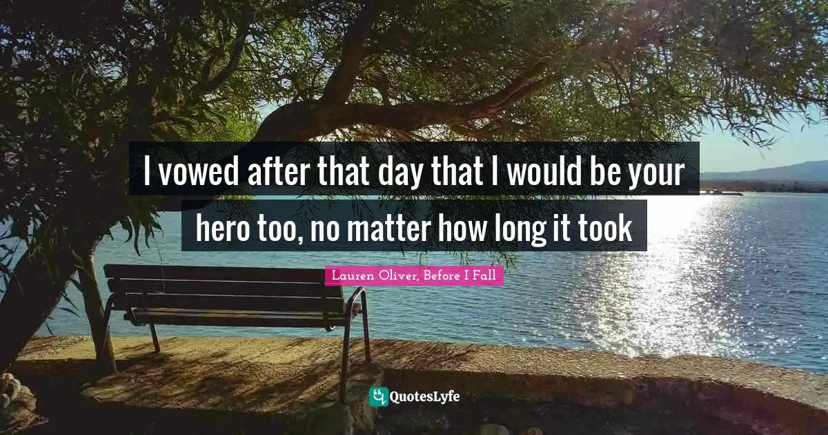 I vowed after that day that I would be your hero too, no matter how long it took