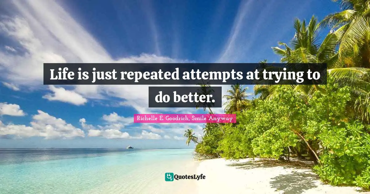 Life is just repeated attempts at trying to do better.