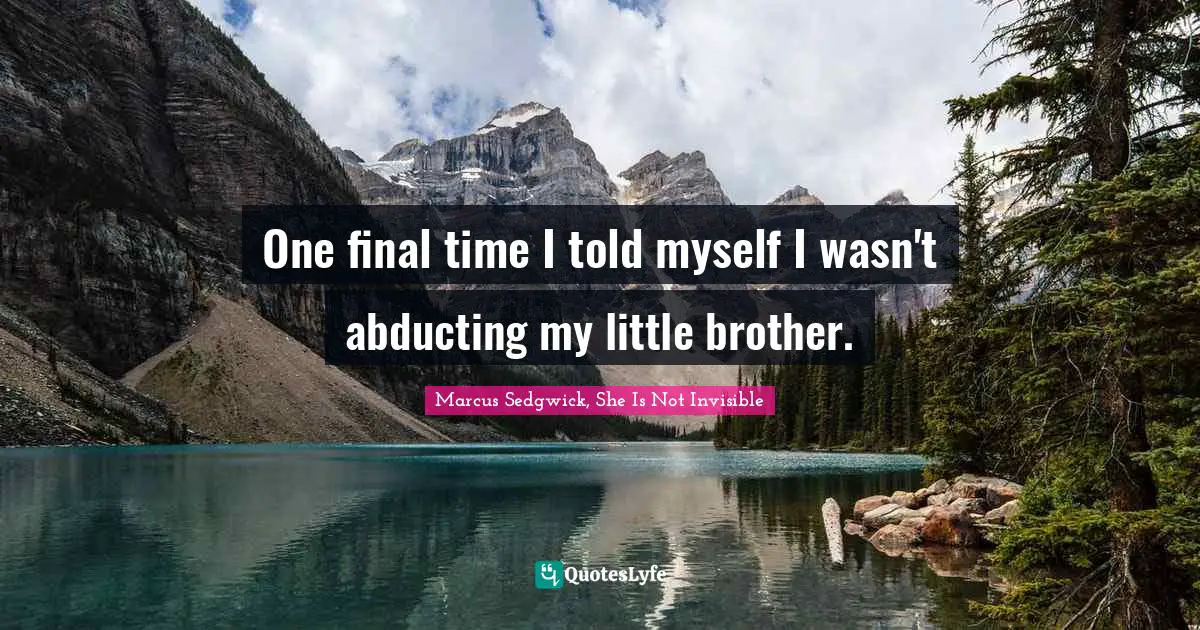 One final time I told myself I wasn't abducting my little brother.