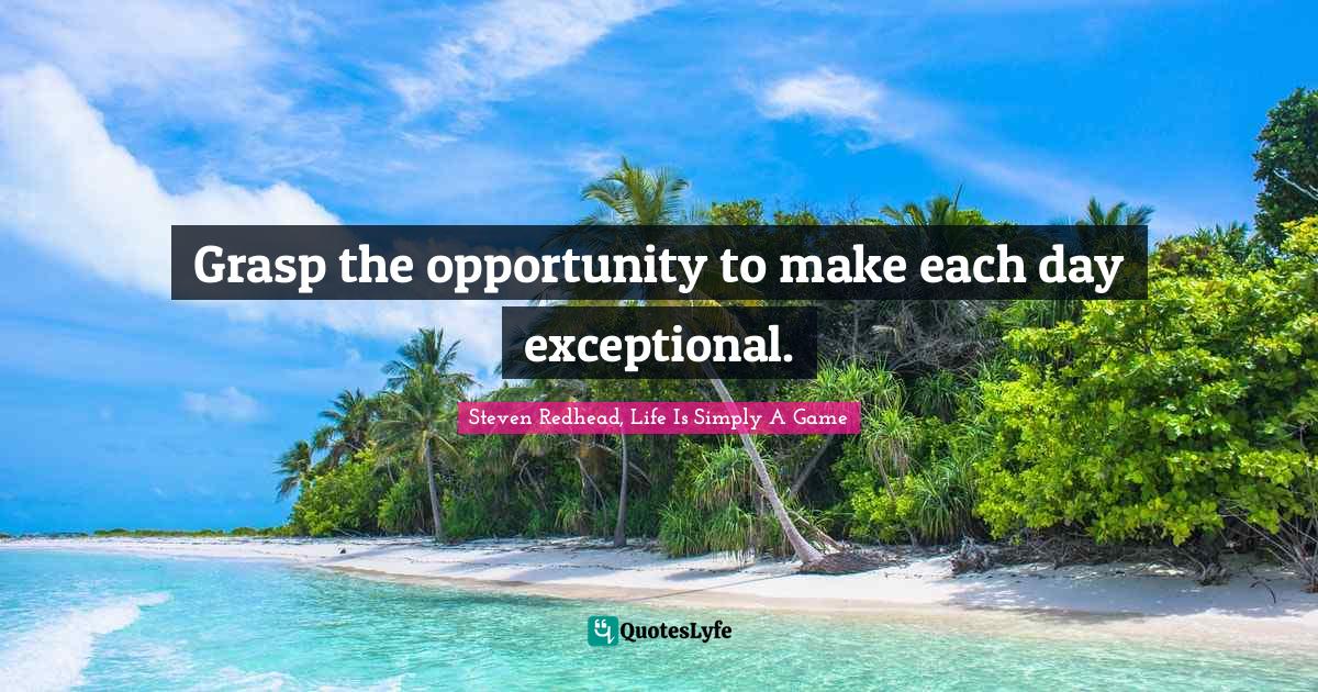 Opportunity Life Quotes: "Grasp the opportunity to make each day exceptional."