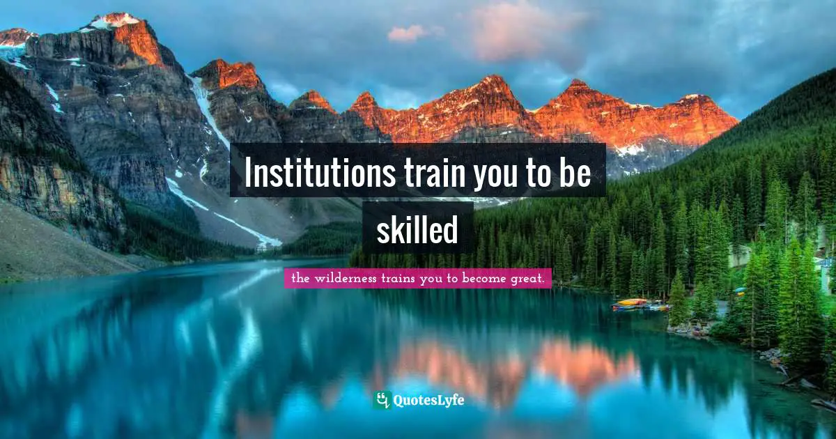 Institutions train you to be skilled