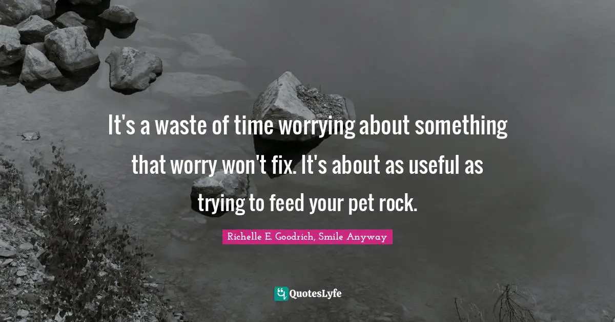 Anxiousness Quotes: "It's a waste of time worrying about something that worry won't fix. It's about as useful as trying to feed your pet rock."