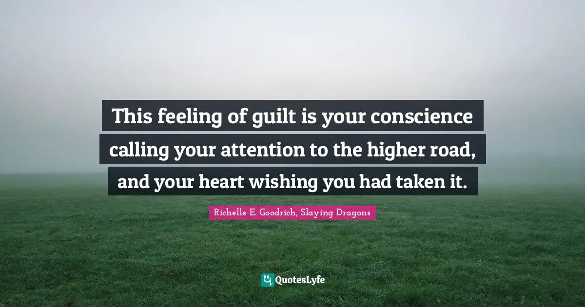 This feeling of guilt is your conscience calling your attention to the higher road, and your heart wishing you had taken it.