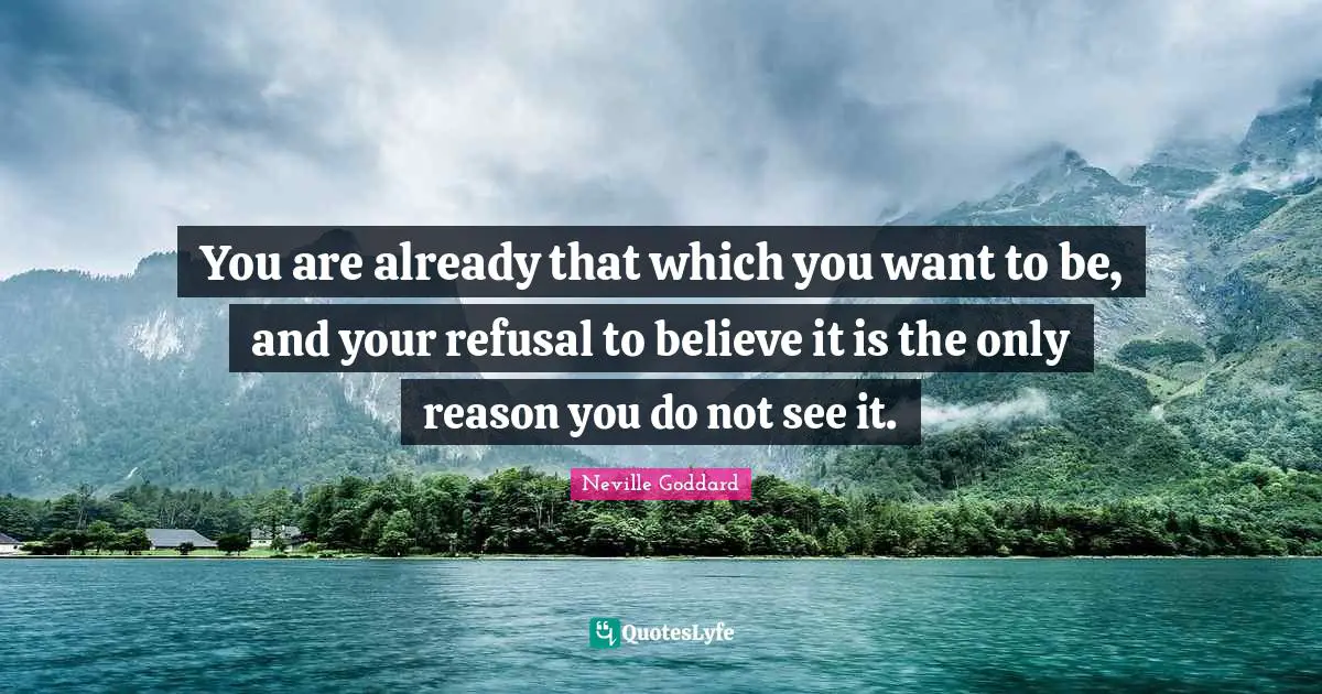 You are already that which you want to be, and your refusal to believe it is the only reason you do not see it.