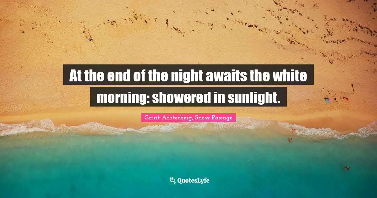 At the end of the night awaits the white morning: showered in sunlight.