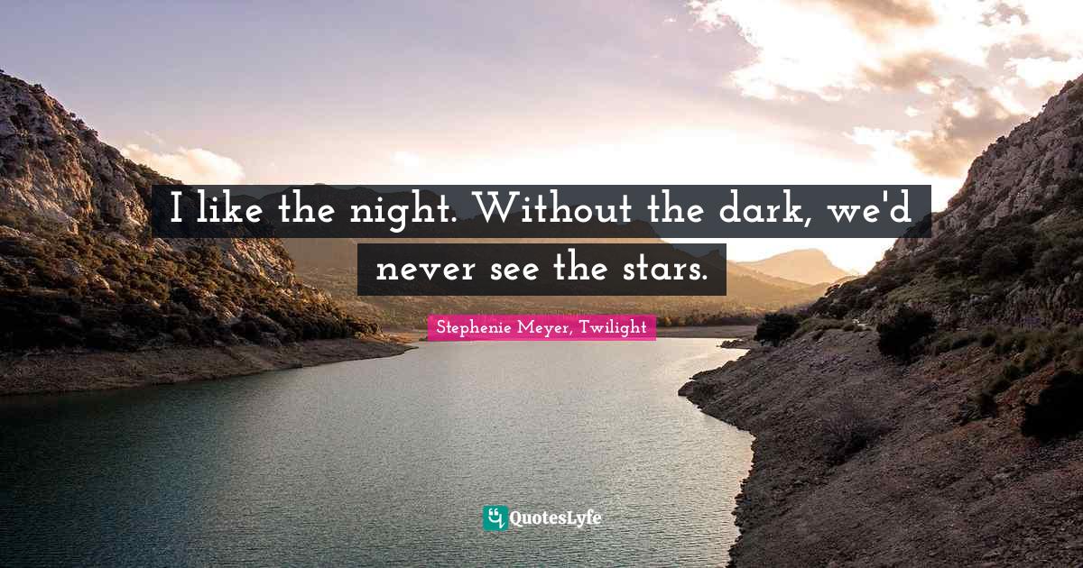 I like the night. Without the dark, we'd never see the stars.... Quote by Stephenie Meyer
