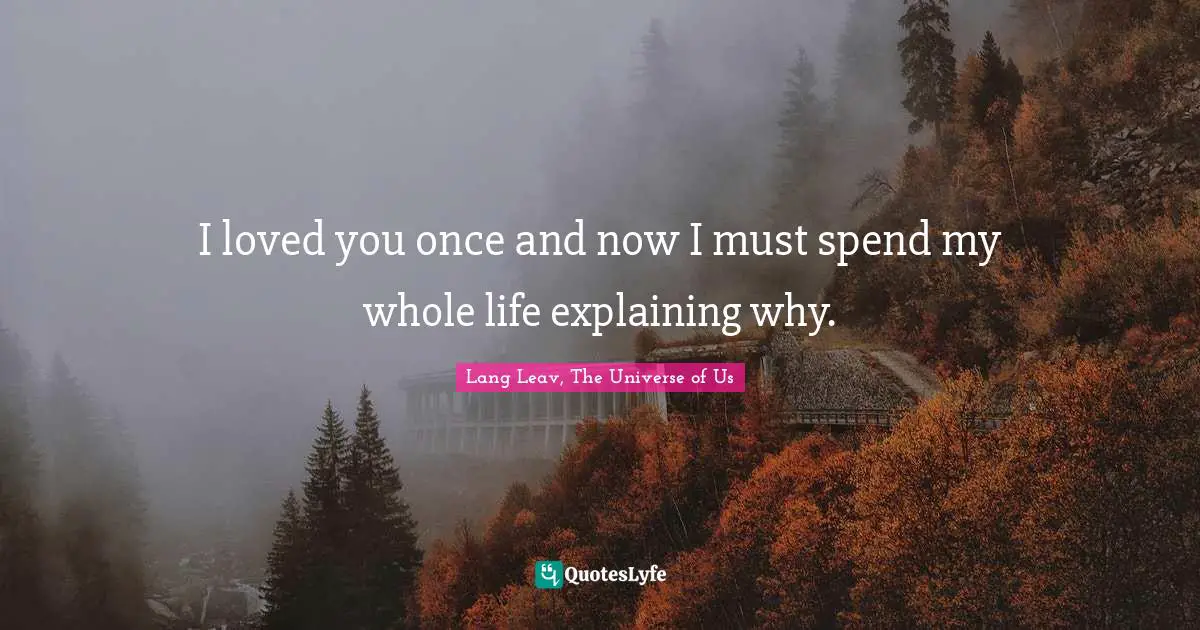 I loved you once and now I must spend my whole life explaining why.