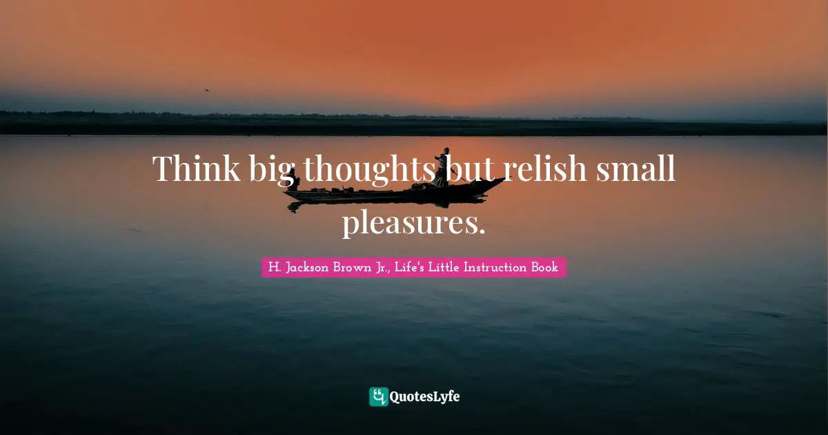 H. Jackson Brown Jr., Life's Little Instruction Book Quotes: Think big thoughts but relish small pleasures.