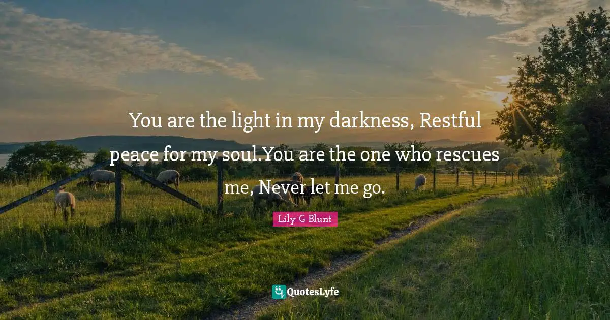 You are the light in my darkness, Restful peace for my soul.You are the one who rescues me, Never let me go.