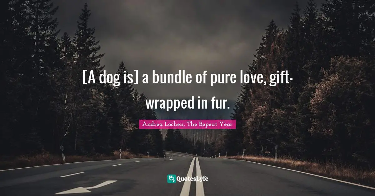 Repeat Quotes: "[A dog is] a bundle of pure love, gift-wrapped in fur."