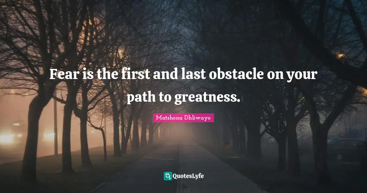 Fear is the first and last obstacle on your path to greatness.