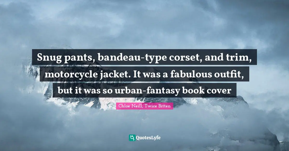 Snug pants, bandeau-type corset, and trim, motorcycle jacket. It was a fabulous outfit, but it was so urban-fantasy book cover