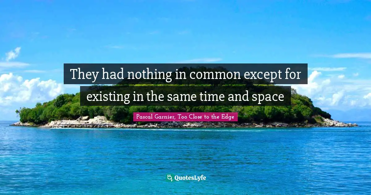 Things In Common Quotes: "They had nothing in common except for existing in the same time and space"