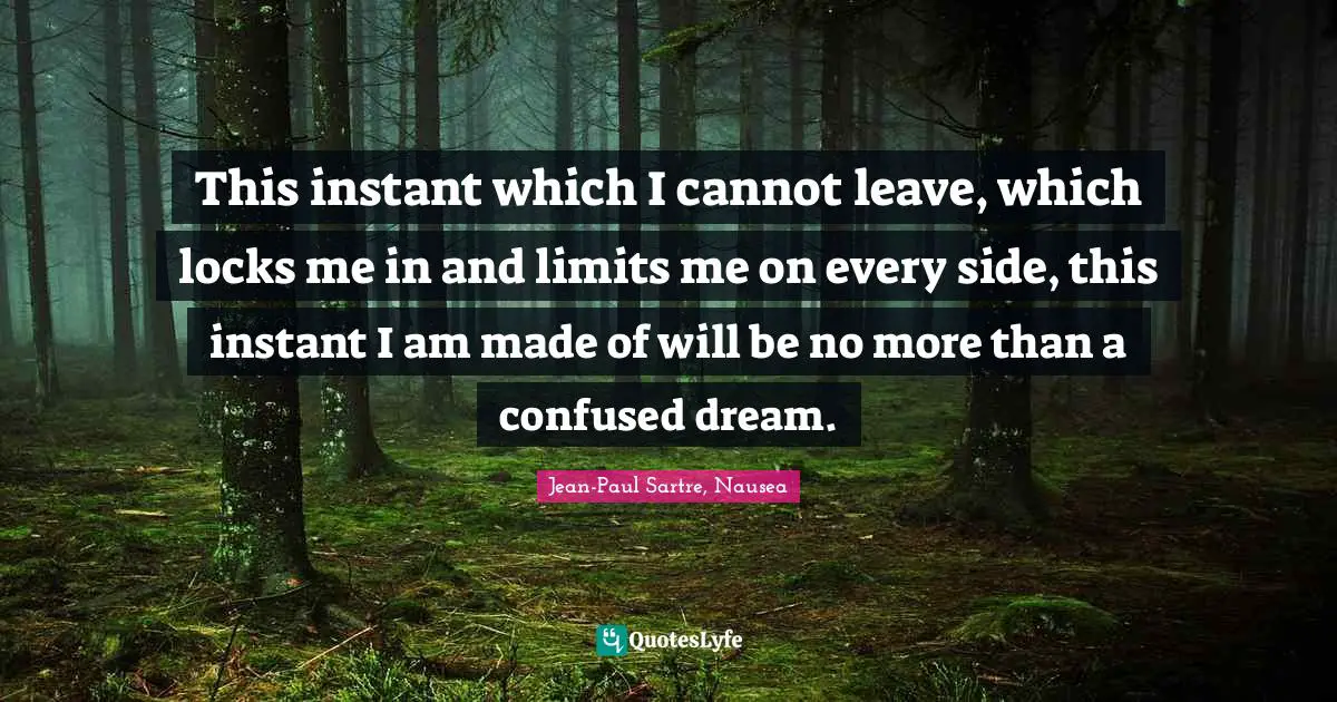 This instant which I cannot leave, which locks me in and limits me on every side, this instant I am made of will be no more than a confused dream.