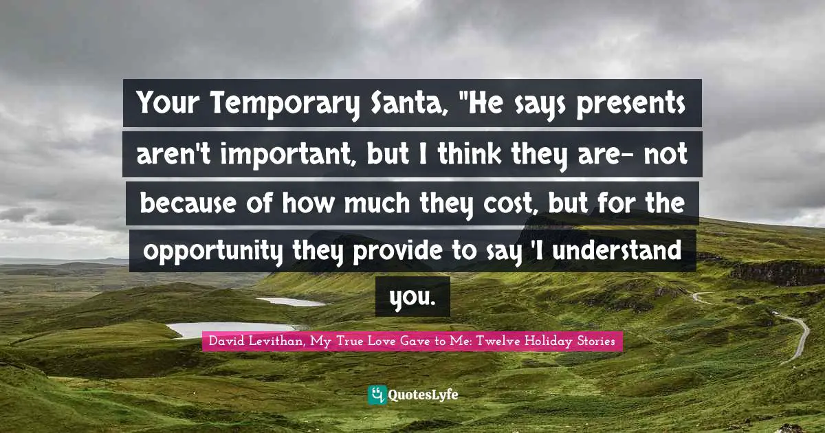 David Levithan, My True Love Gave to Me: Twelve Holiday Stories Quotes: Your Temporary Santa, 
