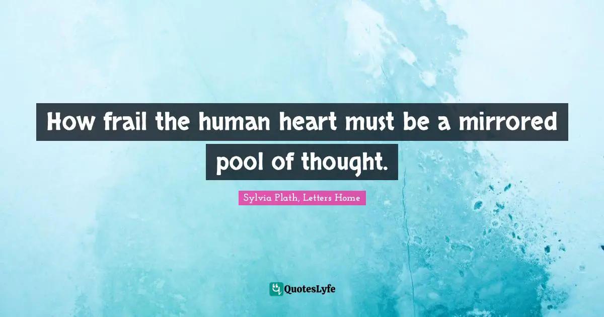 How frail the human heart must be―a mirrored pool of thought.