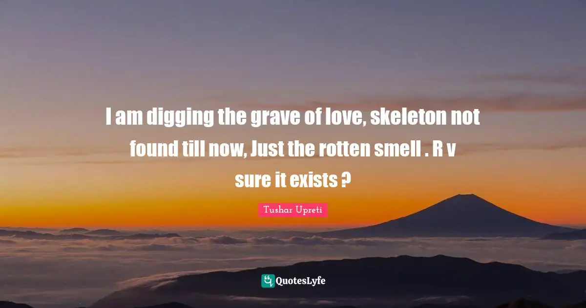 I am digging the grave of love, skeleton not found till now, Just the rotten smell . R v sure it exists ?