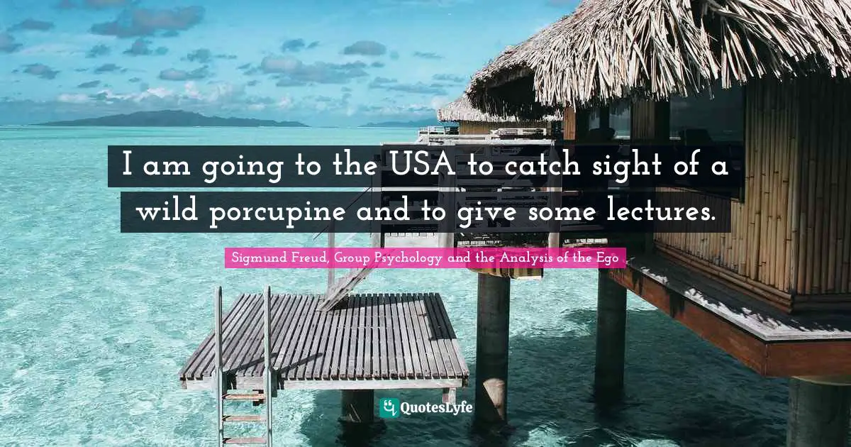 EGO Quotes: "I am going to the USA to catch sight of a wild porcupine and to give some lectures."