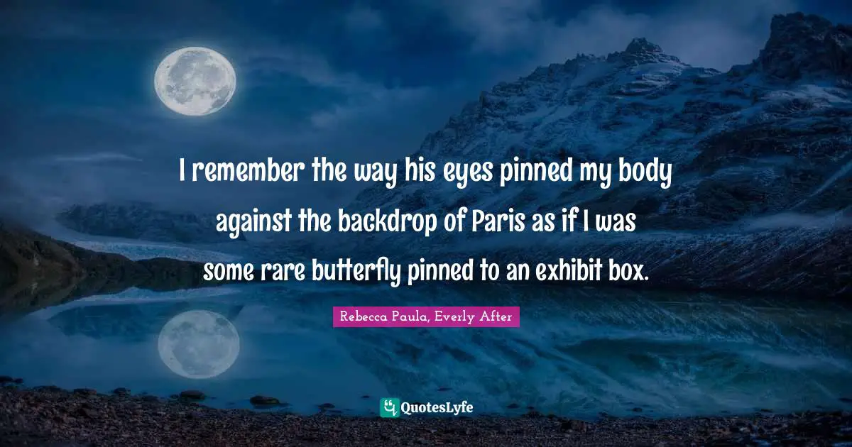 I remember the way his eyes pinned my body against the backdrop of Paris as if I was some rare butterfly pinned to an exhibit box.