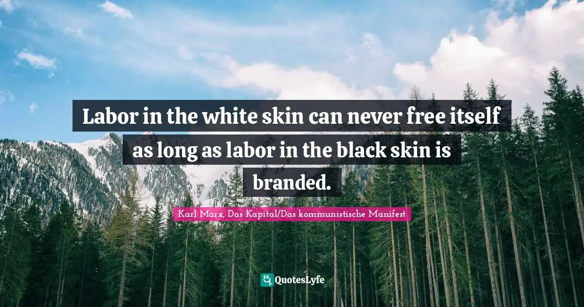 Labor in the white skin can never free itself as long as labor in the black skin is branded.