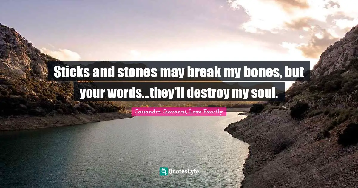 Sticks and stones may break my bones, but your words...they'll destroy my soul.