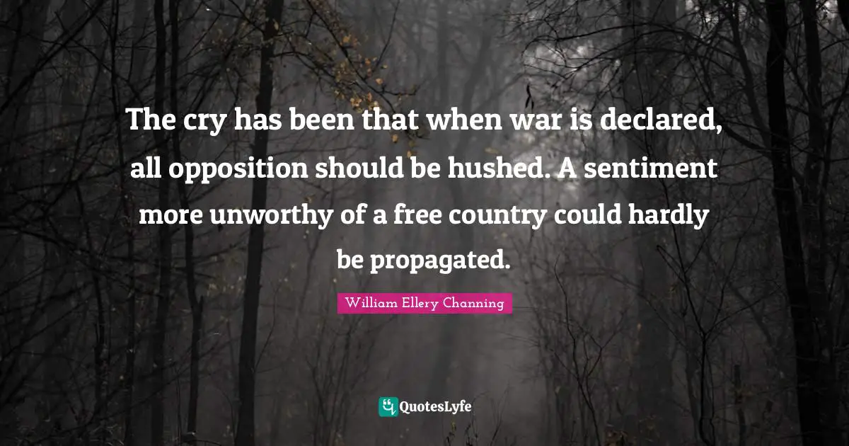 The cry has been that when war is declared, all opposition should be hushed. A sentiment more unworthy of a free country could hardly be propagated.