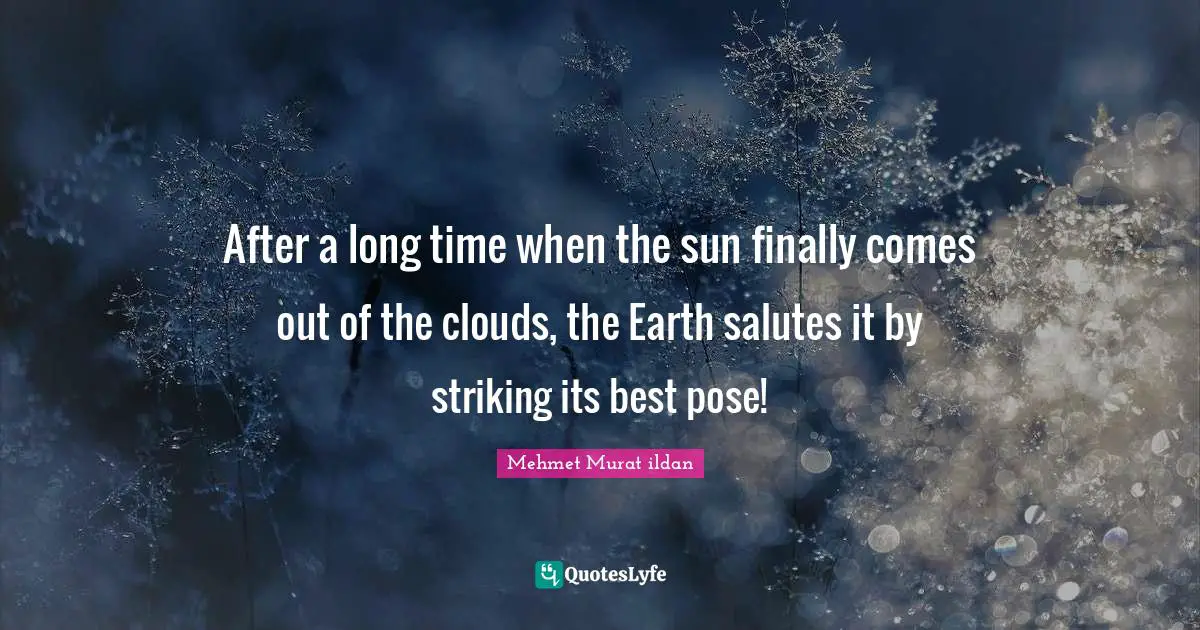 After a long time when the sun finally comes out of the clouds, the Earth salutes it by striking its best pose!